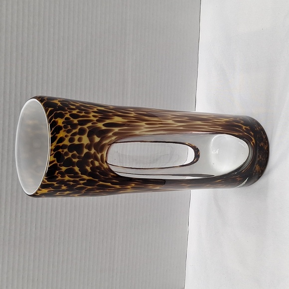 #AEY Blown glass vase two-tone Browns and clear - Picture 3 of 6